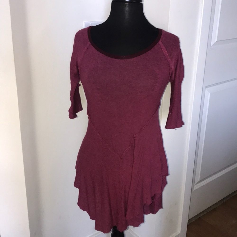 Free People Short Sleeve Maroon Top